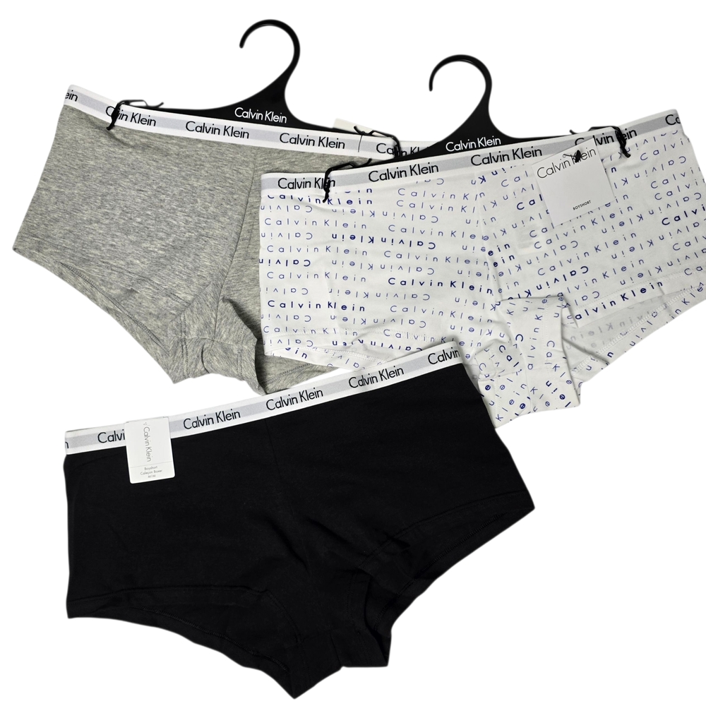 Calvin Klein Women's Boyshort Underwear - Gray, Black, White Size Medium NWT